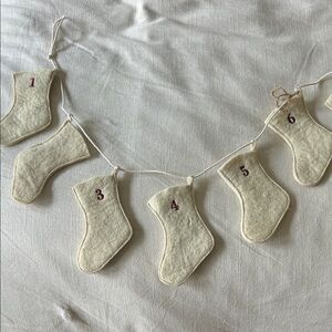 Cream Holiday Stocking Garland 25 Days of Christmas